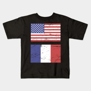 United States Flag & France Flag Kids T-Shirt